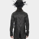 DEVIL FASHION Men's Gothic Jacquard Decal Stand Collar Shirt Black