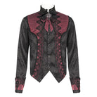 DEVIL FASHION Men's Gothic Jacquard Decal Stand Collar Shirt Red