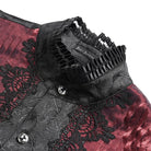 DEVIL FASHION Men's Gothic Jacquard Decal Stand Collar Shirt Red
