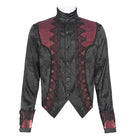DEVIL FASHION Men's Gothic Jacquard Decal Stand Collar Shirt Red