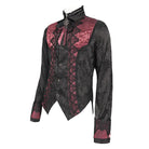 DEVIL FASHION Men's Gothic Jacquard Decal Stand Collar Shirt Red