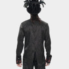 DEVIL FASHION Men's Gothic Jacquard Decal Stand Collar Shirt Red