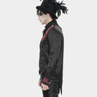 DEVIL FASHION Men's Gothic Jacquard Decal Stand Collar Shirt Red