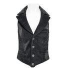 Chaleco gótico jacquard de cuello halter y botonadura sencilla para hombre DEVIL FASHION, color negro