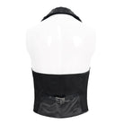 Chaleco gótico jacquard de cuello halter y botonadura sencilla para hombre DEVIL FASHION, color negro