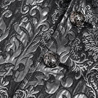 Chaleco de hombre DEVIL FASHION de jacquard gótico con cuello halter y botonadura sencilla, color plata.