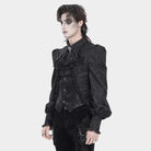 DEVIL FASHION Men's Gothic Jacquard Swallow-tailed Shirt with Necktie Black