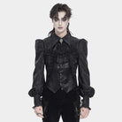 DEVIL FASHION Men's Gothic Jacquard Swallow-tailed Shirt with Necktie Black