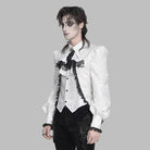 DEVIL FASHION Men's Gothic Jacquard Swallow-tailed Shirt with Necktie White