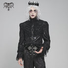 DEVIL FASHION Men's Gothic Lace Splice Lace-up Puff Sleeved Shirt