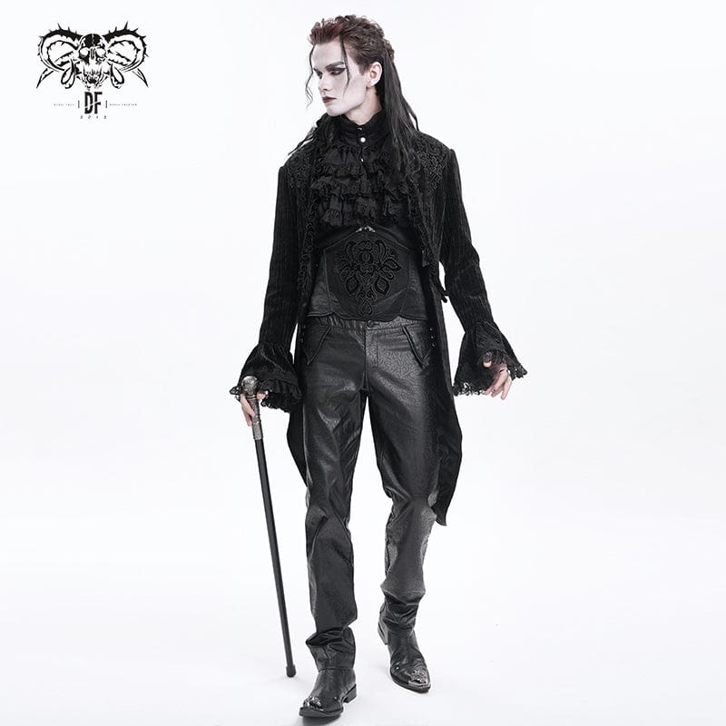 DEVIL FASHION Men's Gothic Lace Swallow-tailed Jacket