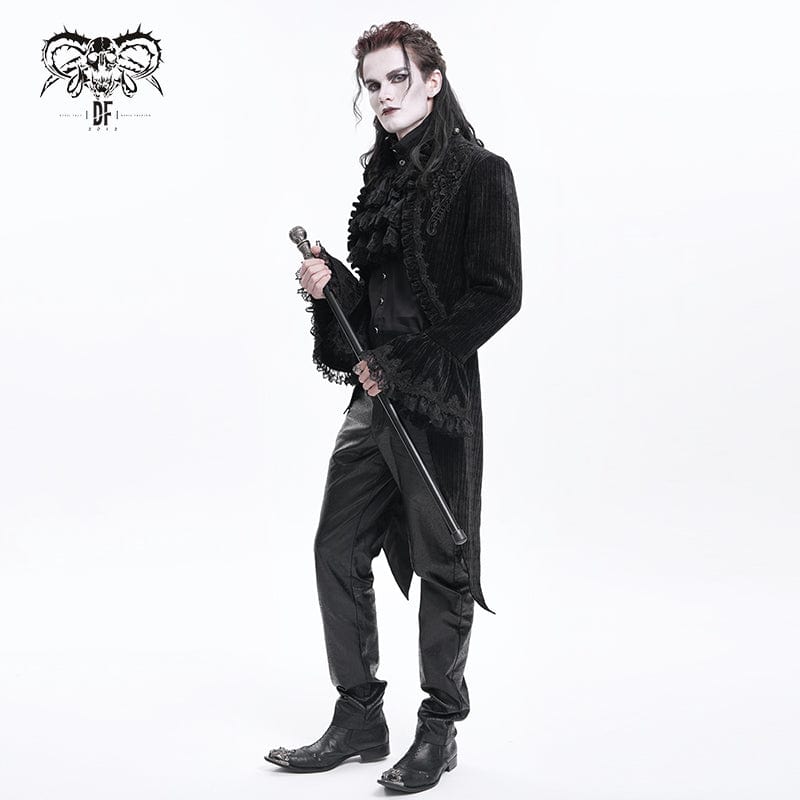 DEVIL FASHION Men's Gothic Lace Swallow-tailed Jacket