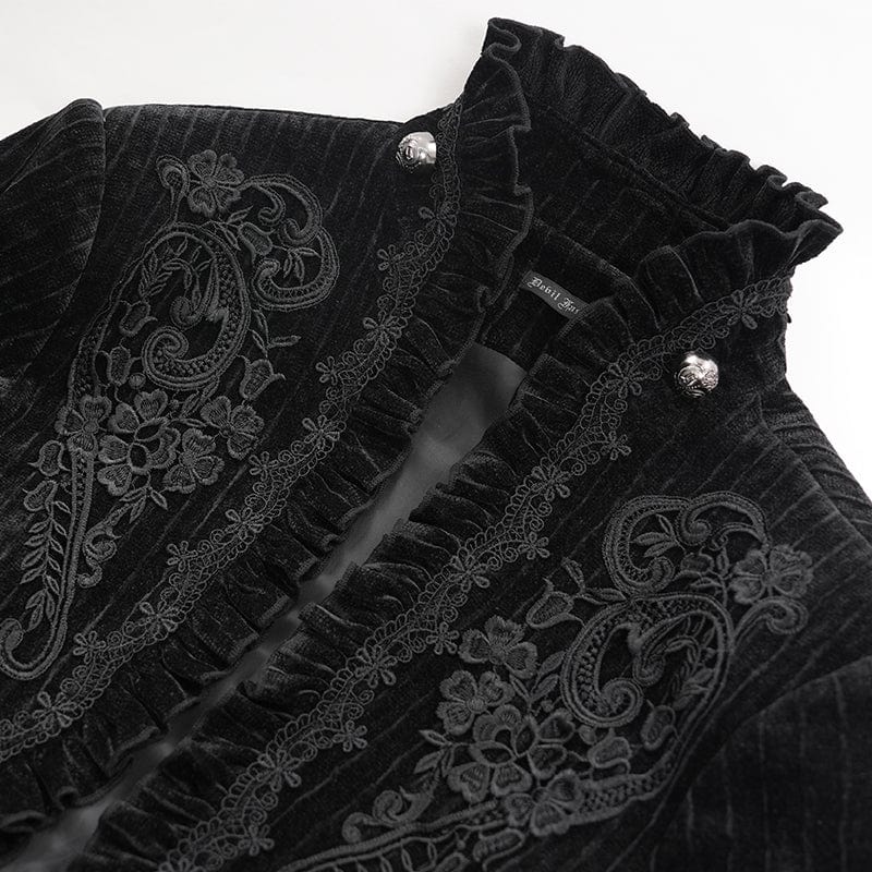 DEVIL FASHION Men's Gothic Lace Swallow-tailed Jacket