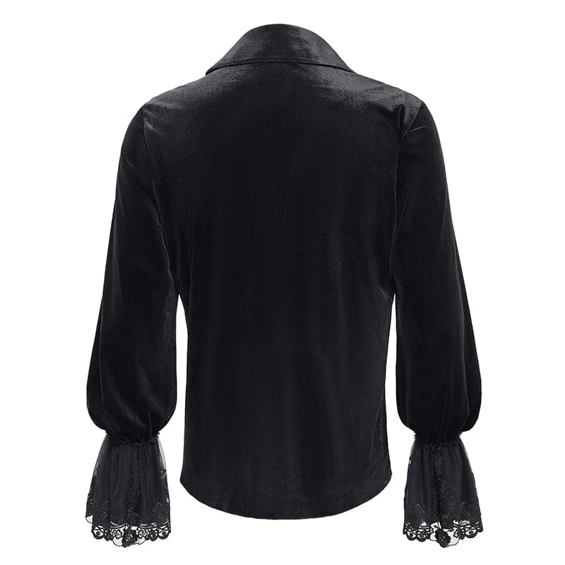 DEVIL FASHION Men's  Gothic Lace-up Chain Lace Shirt