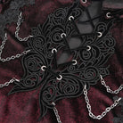 DEVIL FASHION Men's  Gothic Lace-up Chain Lace Shirt Wine Red