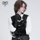 DEVIL FASHION Men's Gothic Lace-up Embroidered Velvet Splice Arm Sleeves