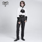 DEVIL FASHION Men's Gothic Lace-up Embroidered Velvet Splice Arm Sleeves