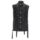 DEVIL FASHION Men's Gothic Lace-up Ripped Ring Vest