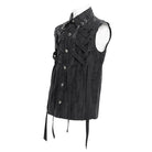DEVIL FASHION Men's Gothic Lace-up Ripped Ring Vest