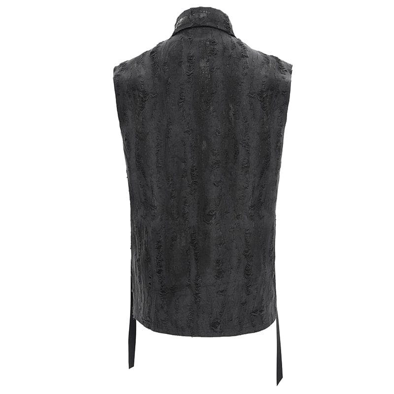 DEVIL FASHION Men's Gothic Lace-up Ripped Ring Vest