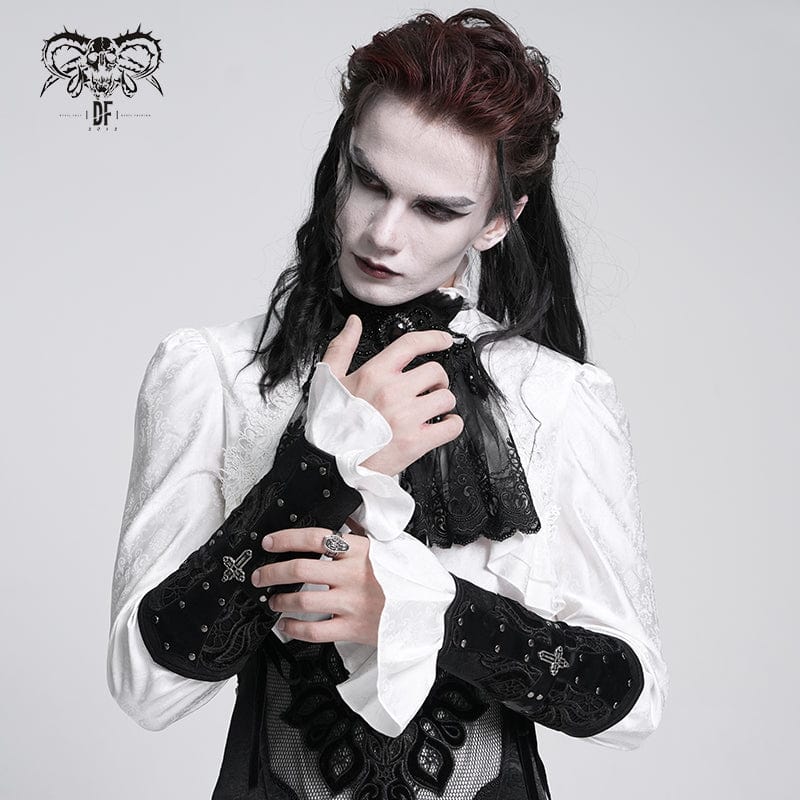 DEVIL FASHION Men's Gothic Lace-up Studs Cross Gloves