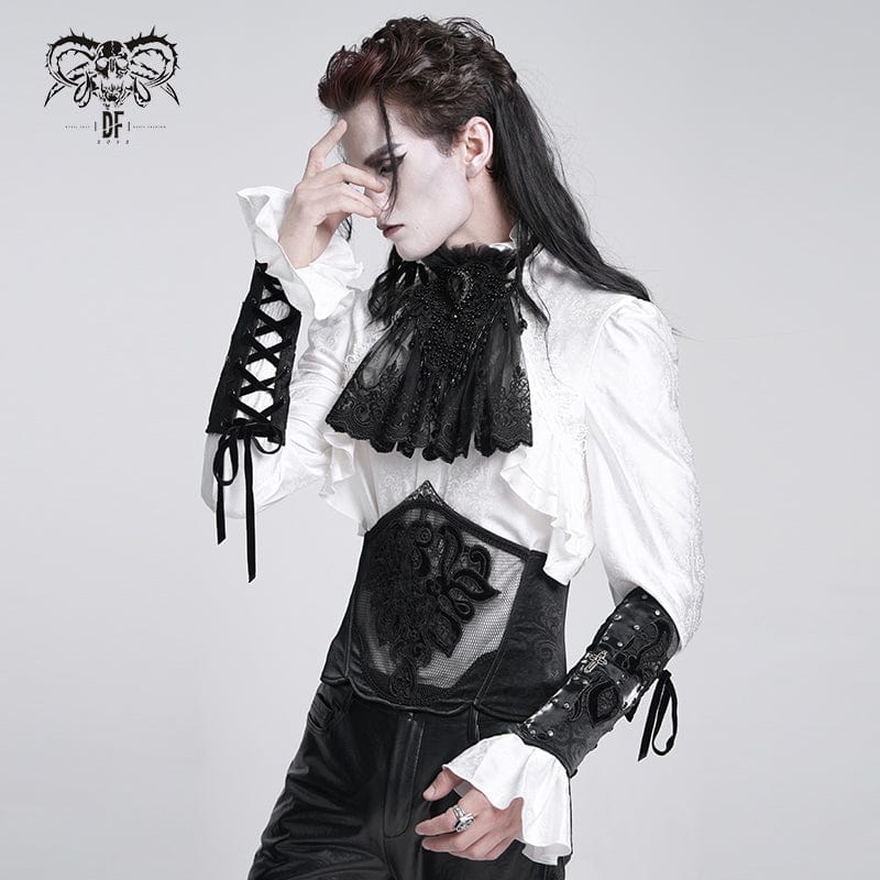 DEVIL FASHION Men's Gothic Lace-up Studs Cross Gloves