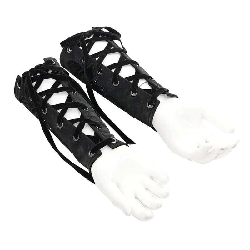 DEVIL FASHION Men's Gothic Lace-up Studs Cross Gloves