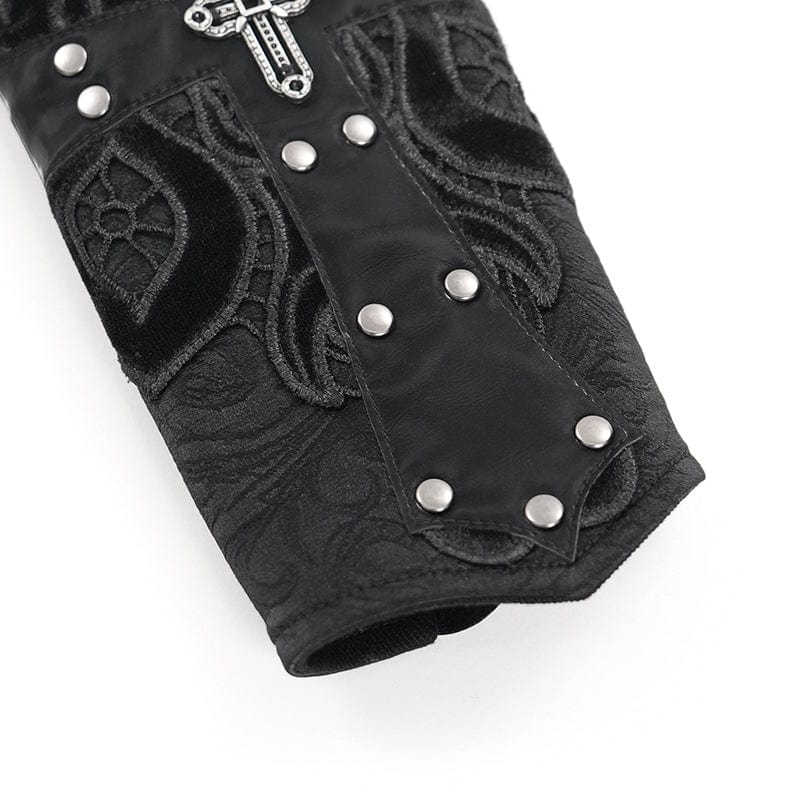 DEVIL FASHION Men's Gothic Lace-up Studs Cross Gloves