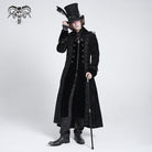 DEVIL FASHION Men's Gothic Lapel Collar Embroidered Velvet Coat Black