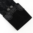 DEVIL FASHION Men's Gothic Lapel Collar Embroidered Velvet Coat Black