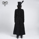 DEVIL FASHION Men's Gothic Lapel Collar Embroidered Velvet Coat Black