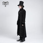 DEVIL FASHION Men's Gothic Lapel Collar Embroidered Velvet Coat Black