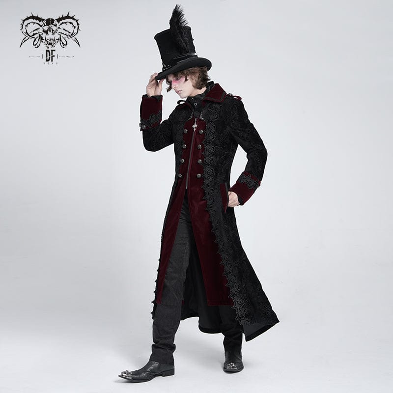 Camicia Steampunk Vintage Uomo - Manica Lunga, Collo Alto Coreano, Colore Nero, Taglia M - Bottoni