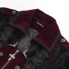 DEVIL FASHION Men's Gothic Lapel Collar Embroidered Velvet Coat Red