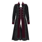 DEVIL FASHION Men's Gothic Lapel Collar Embroidered Velvet Coat Red