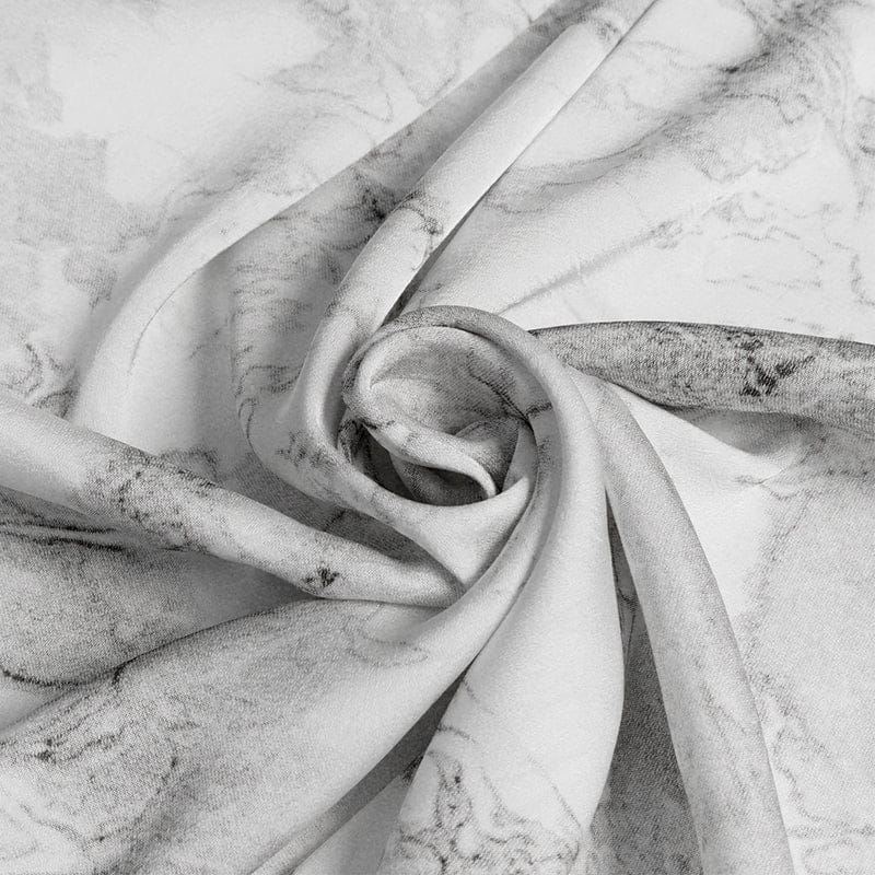 DEVIL FASHION Men's Gothic Marble Printed Bishop Sleeved Shirt White