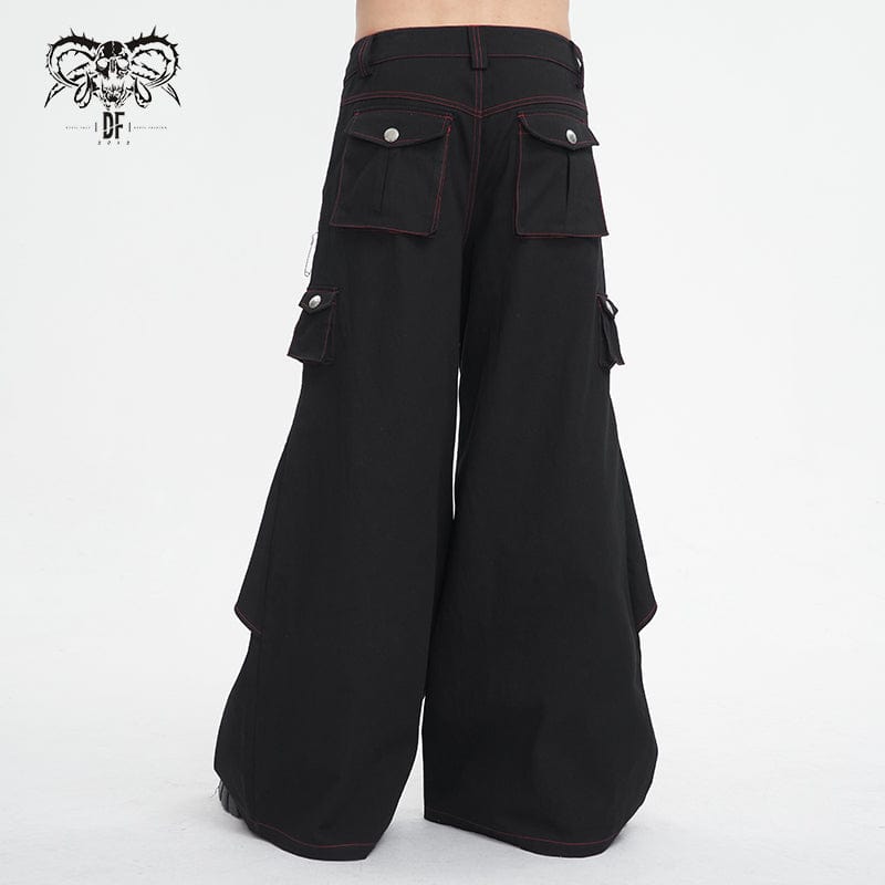 DEVIL FASHION Men's Gothic Pin Studded Flared Pants