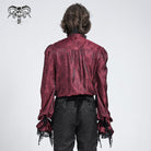 DEVIL FASHION Men's Gothic Puff Sleeved Beaded Shirt with Lace Necktie