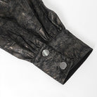 DEVIL FASHION Men's Gothic Puff Sleeved Faux Leather Splice Shirt with Chain