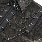 DEVIL FASHION Men's Gothic Puff Sleeved Faux Leather Splice Shirt with Chain