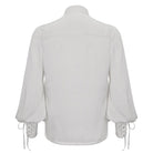 DEVIL FASHION Men's Gothic Puff Sleeved Ruffled Lace Splice Shirt White