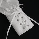 DEVIL FASHION Men's Gothic Puff Sleeved Ruffled Lace Splice Shirt White