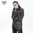 DEVIL FASHION Men's Gothic Ripped Eyelets Strap Sweatershirt