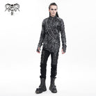 DEVIL FASHION Men's Gothic Ripped Eyelets Strap Sweatershirt