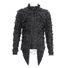 DEVIL FASHION Men's Gothic Ripped Lace-up Studs Hoodies