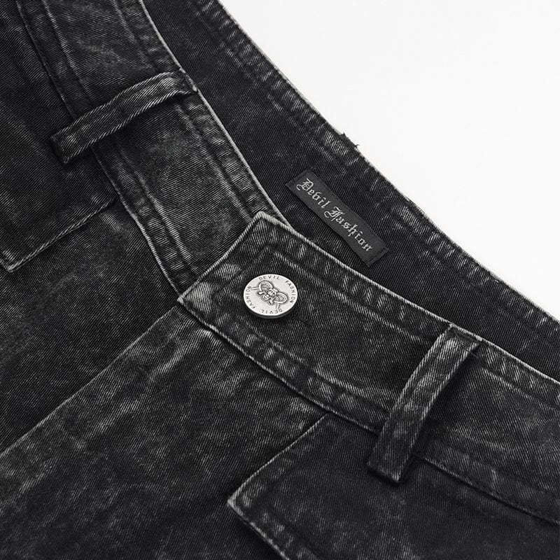 DEVIL FASHION Herren-Gothic-Hose mit Rissen, Ringen und Nieten