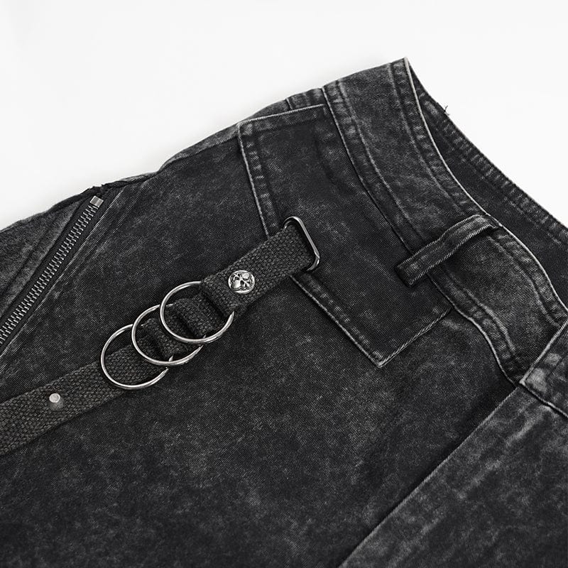 DEVIL FASHION Herren-Gothic-Hose mit Rissen, Ringen und Nieten