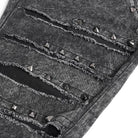 DEVIL FASHION Men's Gothic Ripped Studded Pants with Chain