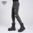 DEVIL FASHION Men's Gothic Ripped Studded Pants with Chain