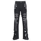 DEVIL FASHION Men's Gothic Ripped Tassels Pants